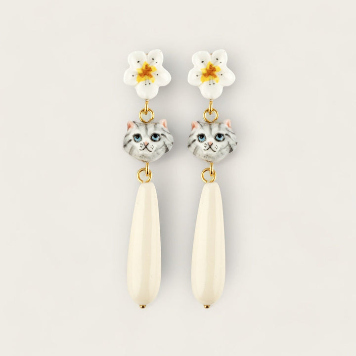 Harvest Time Cat Ivory Drop Earrings