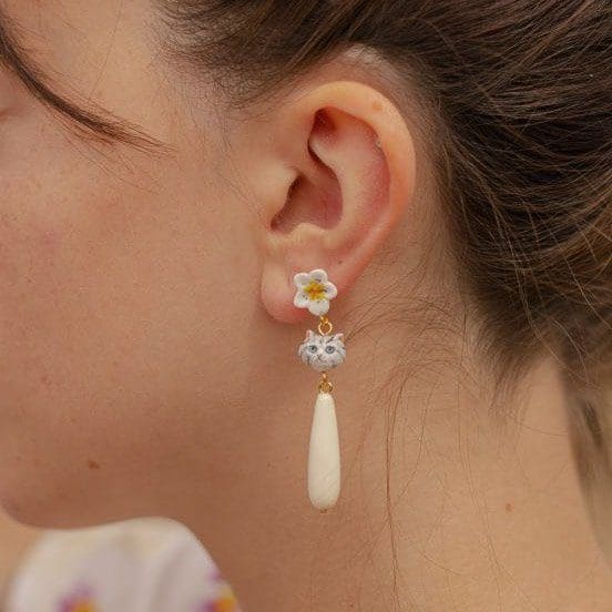 Harvest Time Cat Ivory Drop Earrings