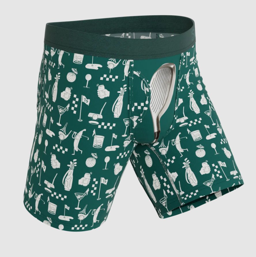 The Mulligan/ Green Golf Ball Hammock Pouch Underwear With Fly