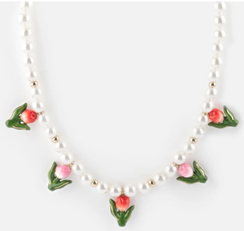 Tulip and bead necklace