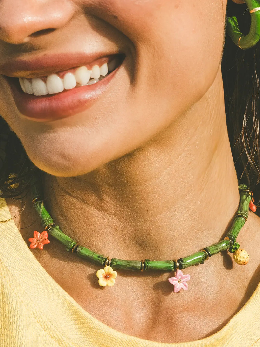 Tropical & Bamboo Bead Necklace