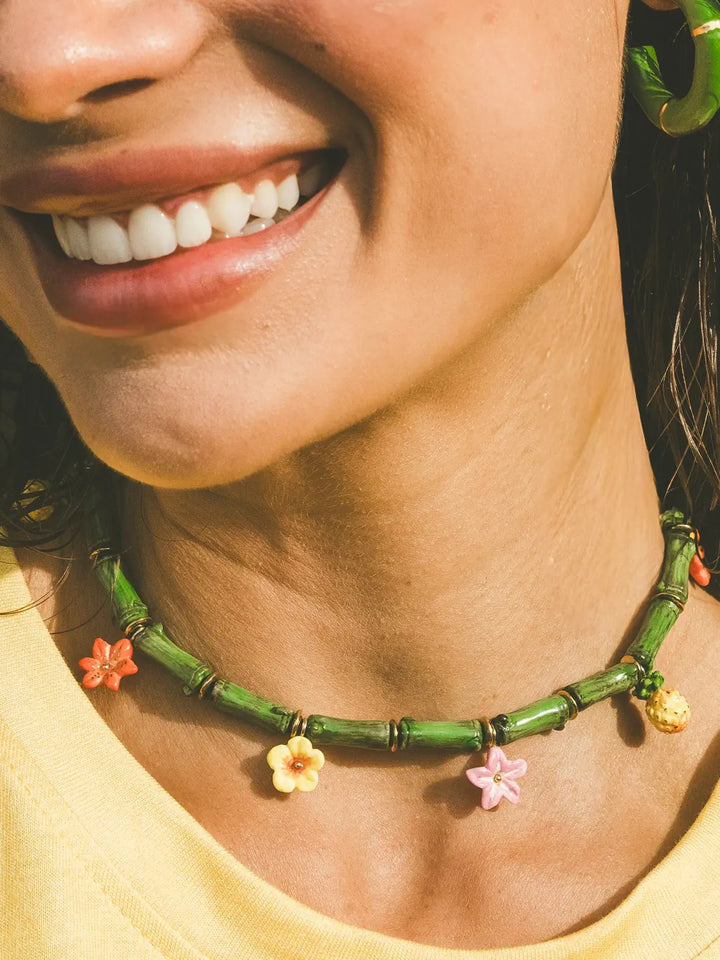 Tropical & Bamboo Bead Necklace