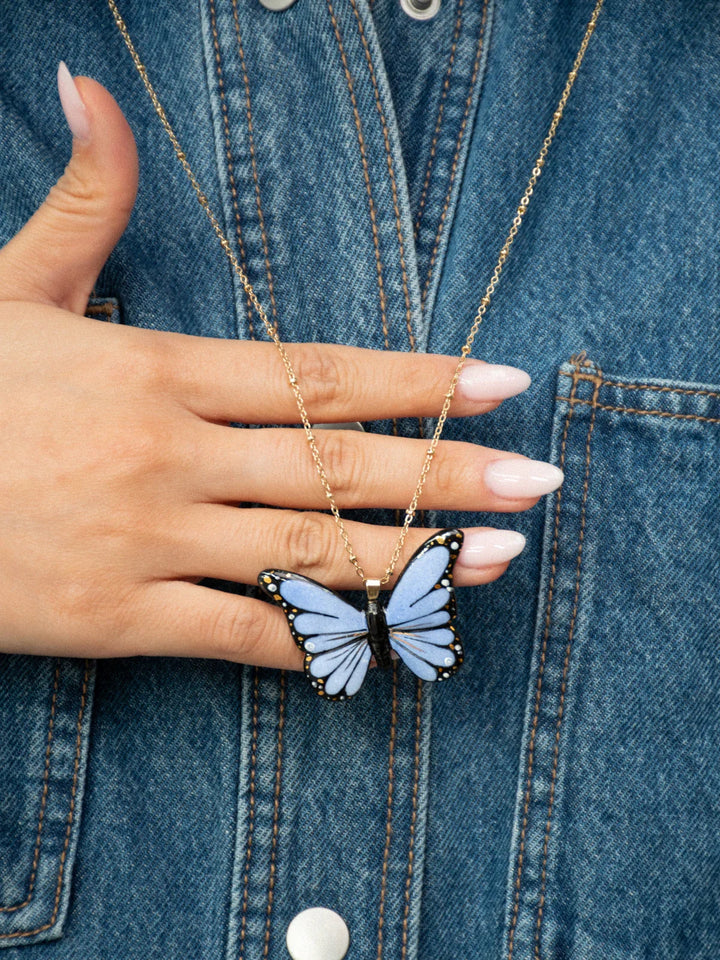 Blue Moth Necklace