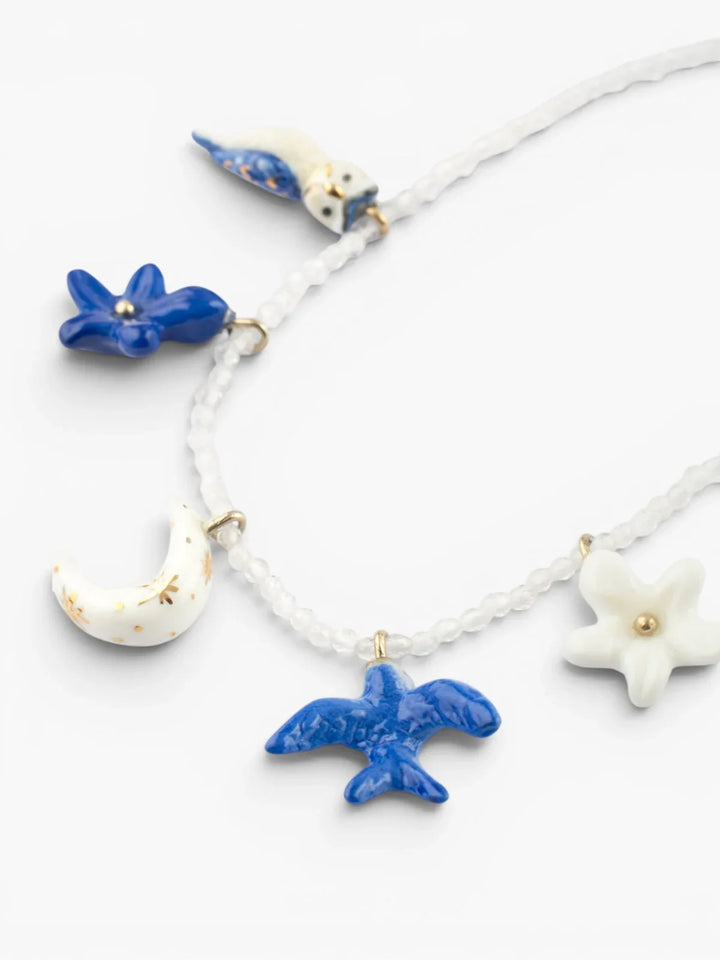 Cosmic Elements on Crystal Bead Necklace