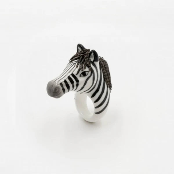 Zebra with Hairs Ring