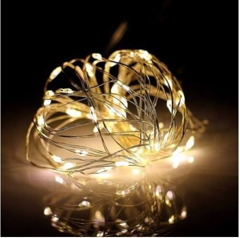 100 LED Silver Copper Fairy Light Plun in