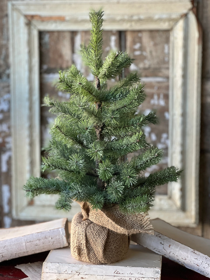 Silver Pine Tree Burlap Clear