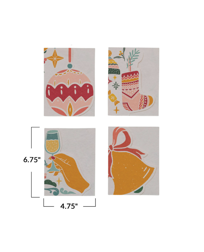 Christmas Cards w/ Holiday Icons | 4 Styles S/24