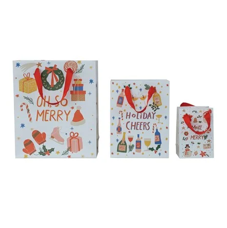 Handmade Printed Recycled Paper Gift Bags with Saying | Set of 3