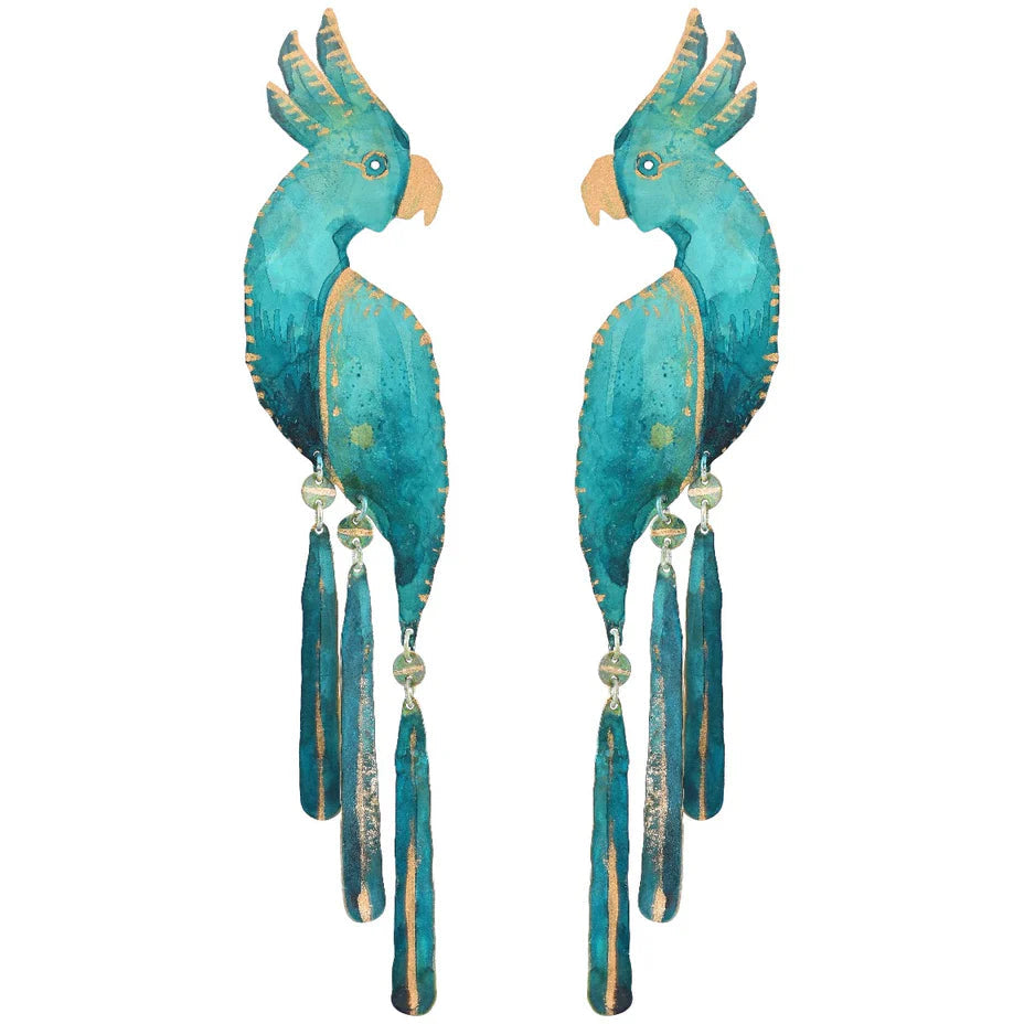 Verdigris Cockatoo Earrings
