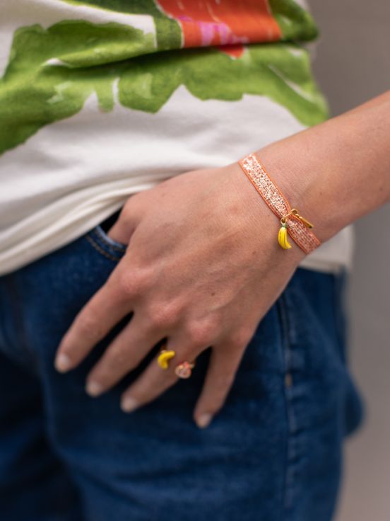 Orange Elastic Charm/Banana Bracelet
