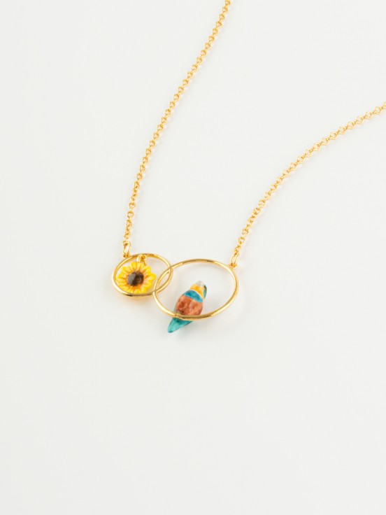 Bee And Flower Rings Necklace