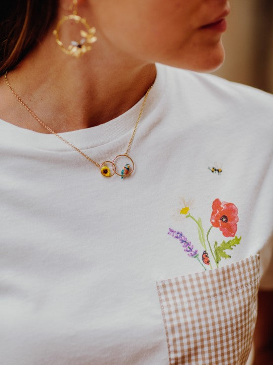 Bee And Flower Rings Necklace