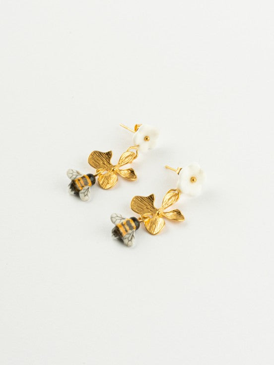 Pendants Bee And Flowers Earrings