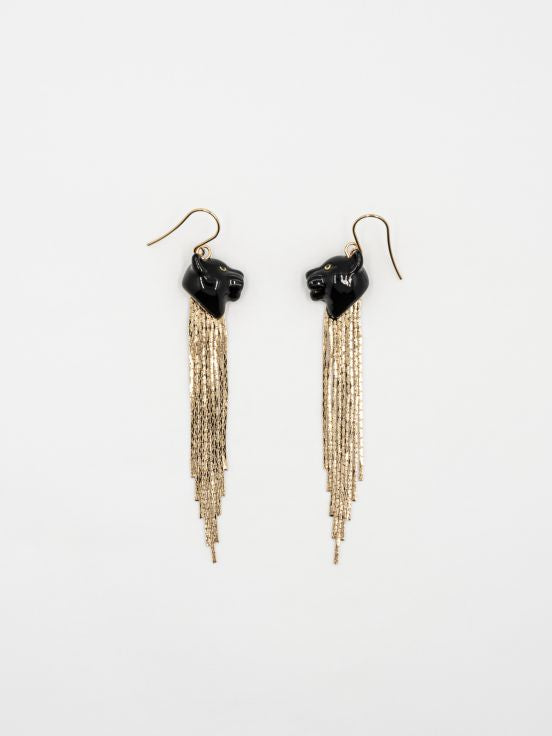 Black Panther Weaved Beads Earrings