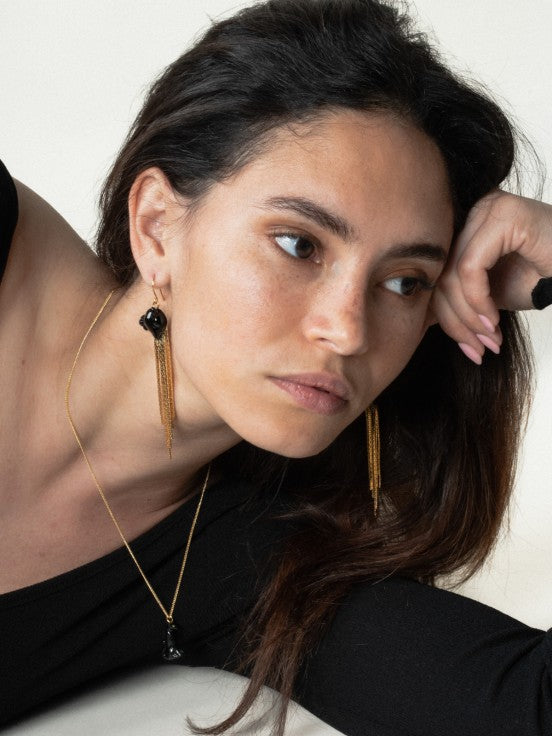 Black Panther Weaved Beads Earrings