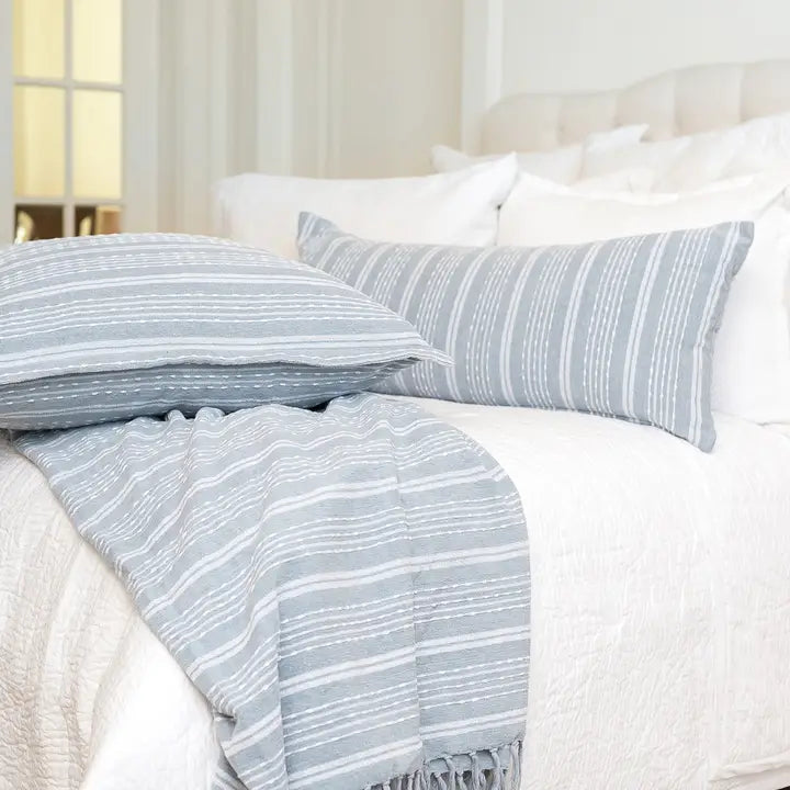 Chenille Stripe Fog Bed Throw