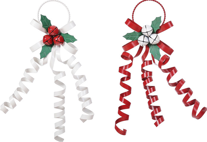 Large Metal Red/White Bow Hang 2 Assorted
