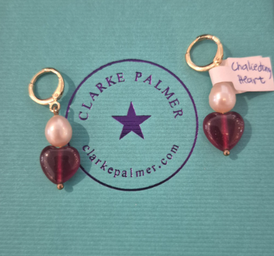 Chalcedony Heart and Pearl Earrings | CPJ