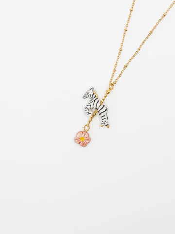 Zebra Carousel & Flower Necklace