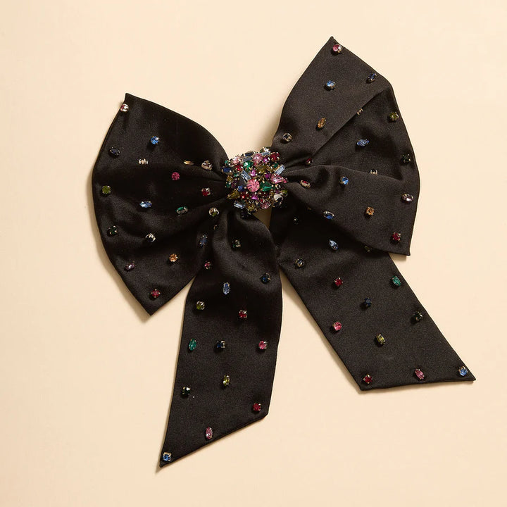 Grace Crystal Bow Hairclip Black Multi