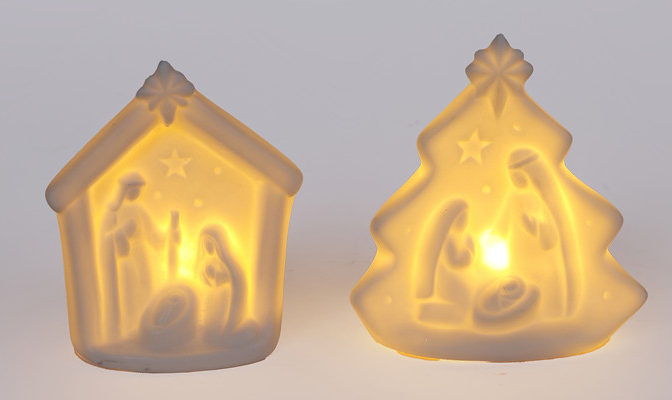Ceramic Bisque Nativity Glow 2 Assorted