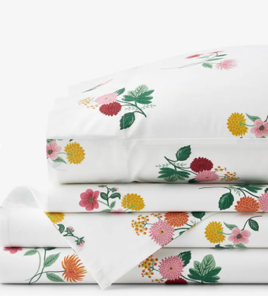 Ditsy Dahlia Classic Cool Cotton Percale Bed Sheet Set