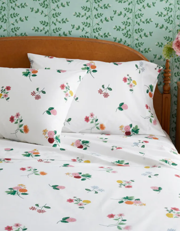 Ditsy Dahlia Classic Cool Cotton Percale Bed Sheet Set