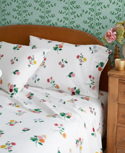 Ditsy Dahlia Classic Cool Cotton Percale Bed Sheet Set