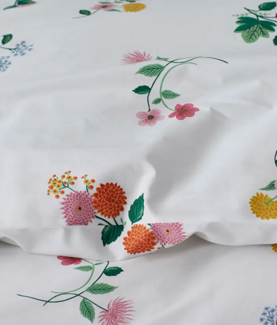 Ditsy Dahlia Classic Cool Cotton Percale Bed Sheet Set
