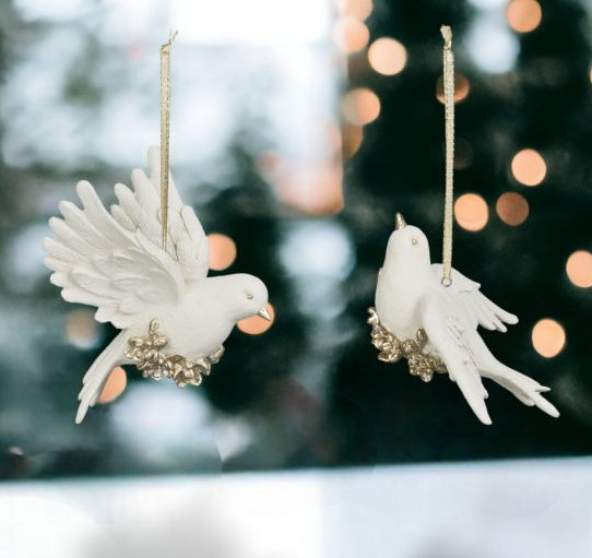 Ornament White Doves 2 Assorted