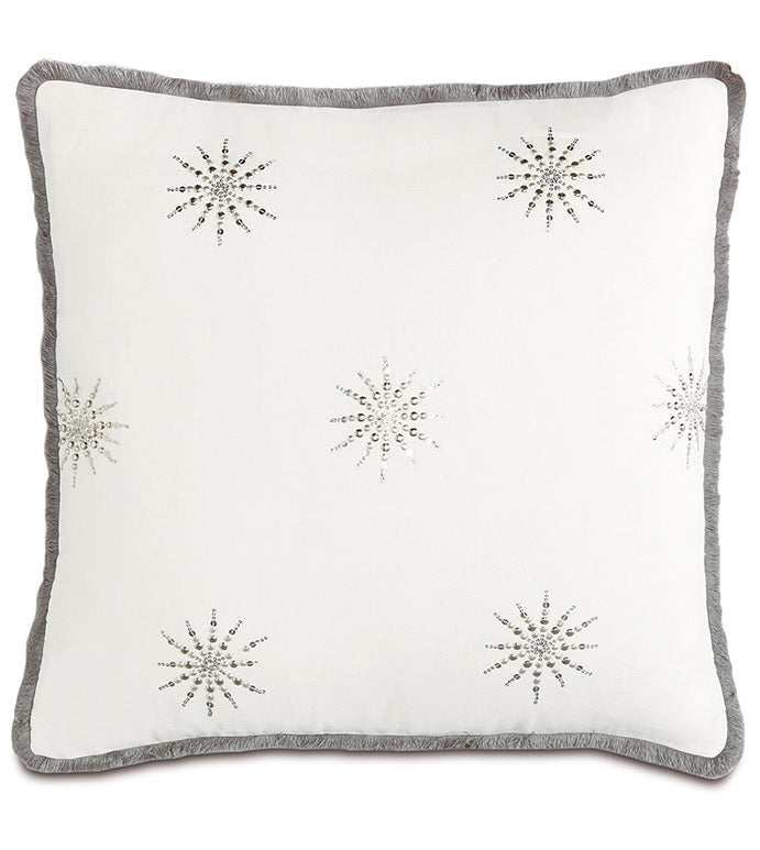 Esmi Silver With Brush Fringe Decorative Pillow
