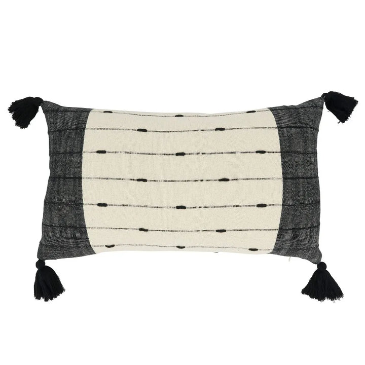 Striped Down Filled Black/White Decorative Pillow