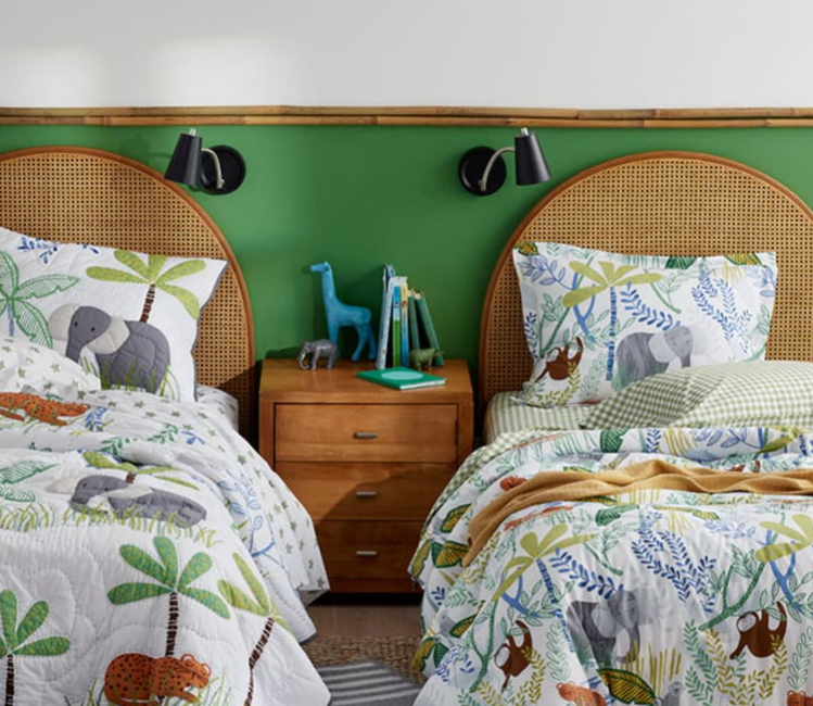 Jungle Classic Cool Organic Cotton Percale Bed Sheet Set - White Multi