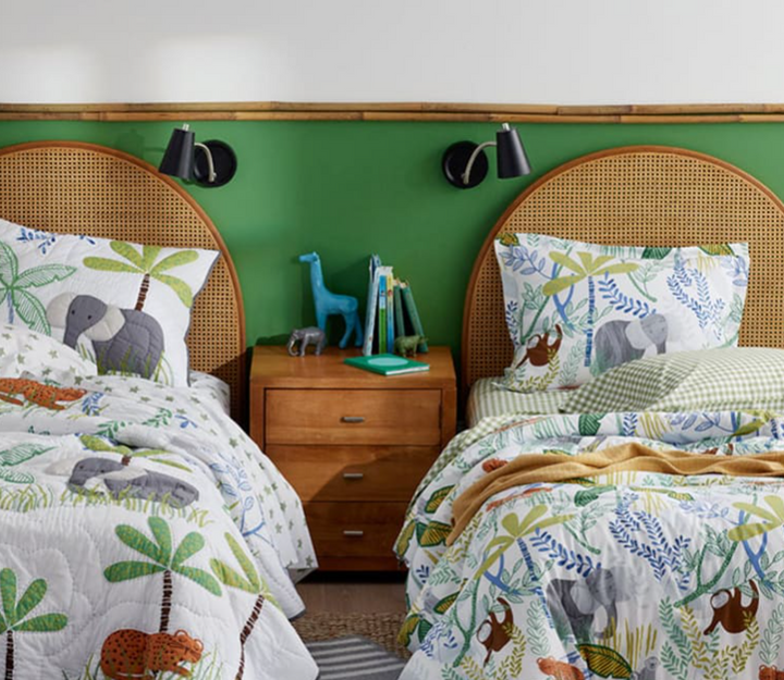 Jungle Classic Cool Organic Cotton Percale Bed Sheet Set - White Multi
