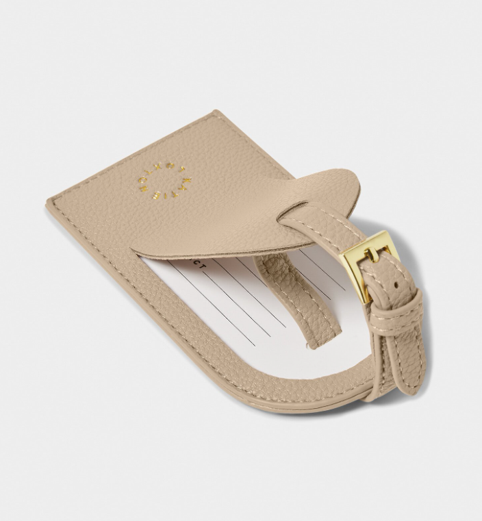 Luggage Tag Sentiment |  Adventure Memories Happiness | Light Taupe