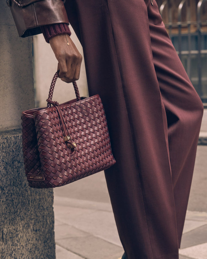 Nova Hand Woven Top Handle Bag / Cherry