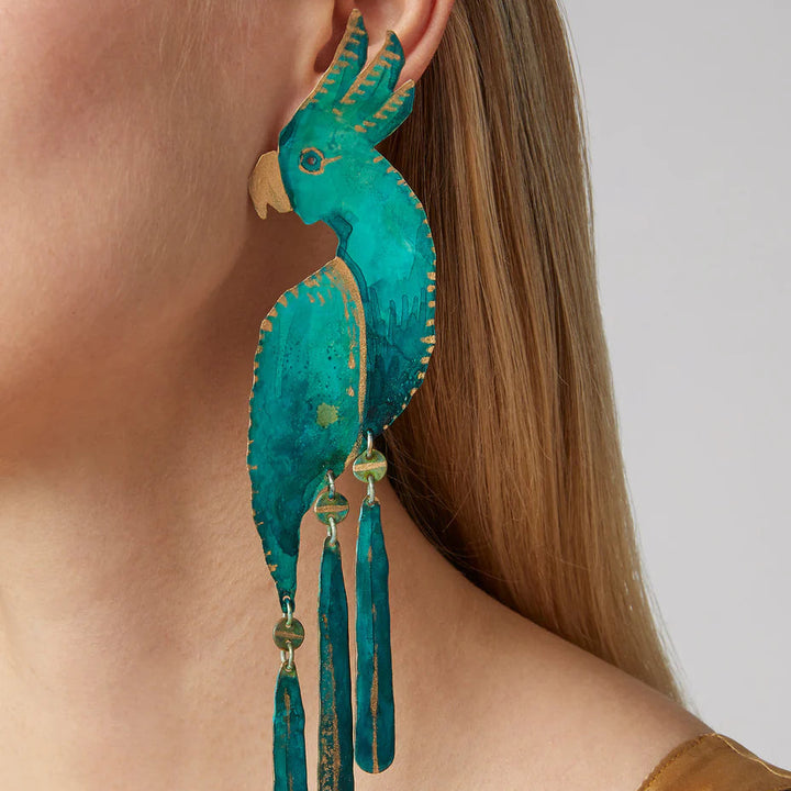 Verdigris Cockatoo Earrings