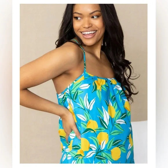 Cami Cropped Lemon Zest Turquoise Pants Set