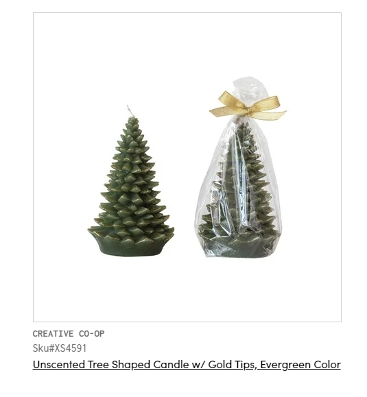 Candle Unscented Tree Shaped  Evergreen Color