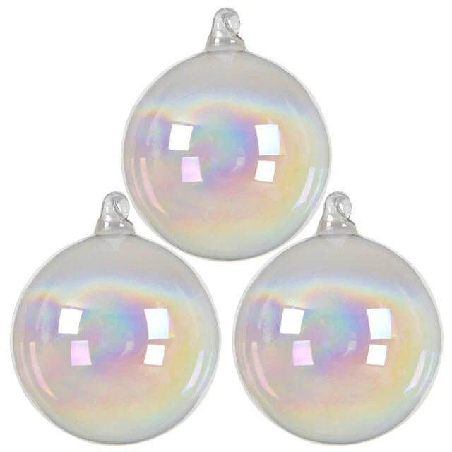 Bauble Glass Transparent 3 in Pack