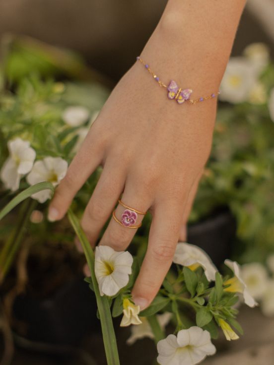 Figs And Flowers Pansy Bubble Ring