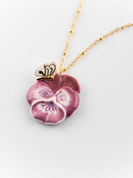 Figs And Flowers Butterfly Necklace