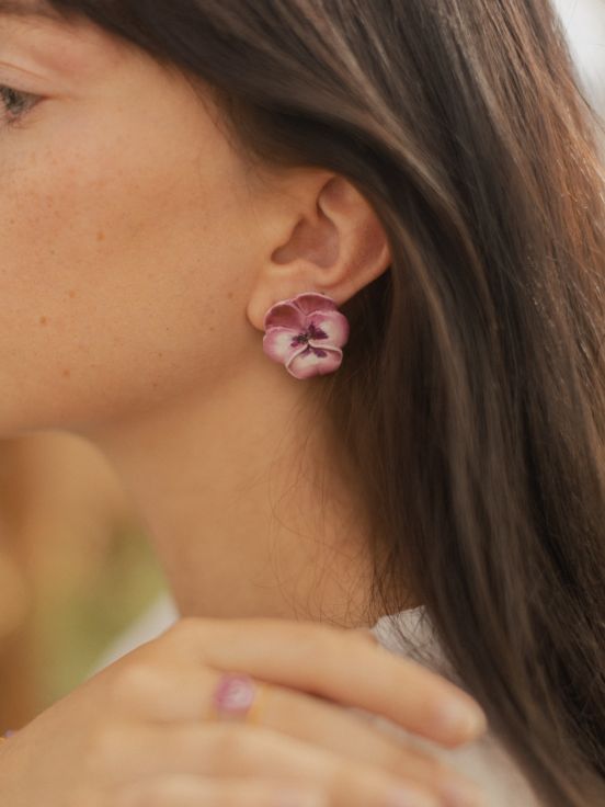 Figs And Flowers Pansy Stud Earrings