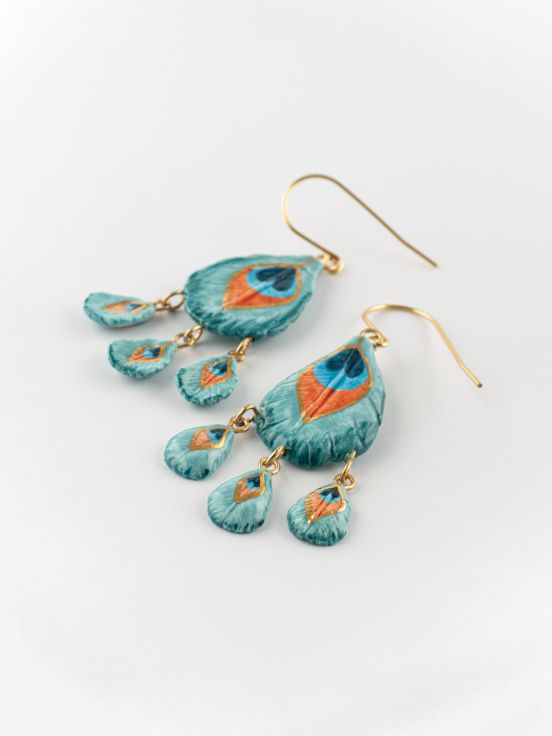 Harvest Time Peacock Feather Earrings
