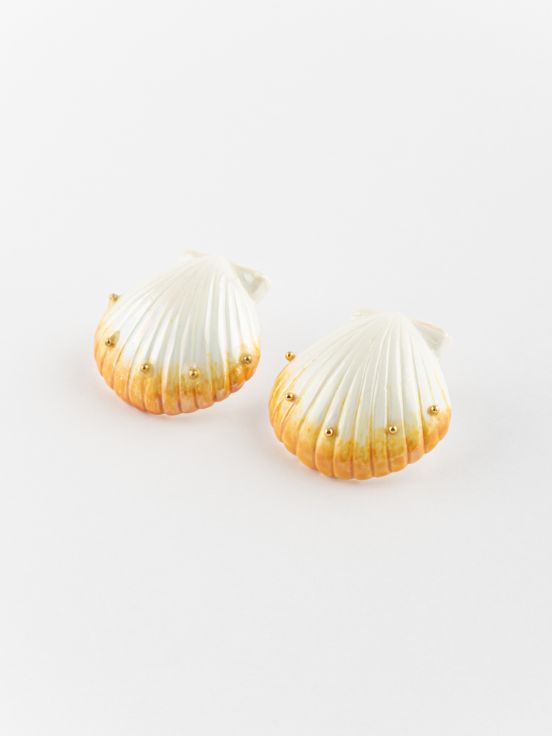 White Shell Stud Earrings