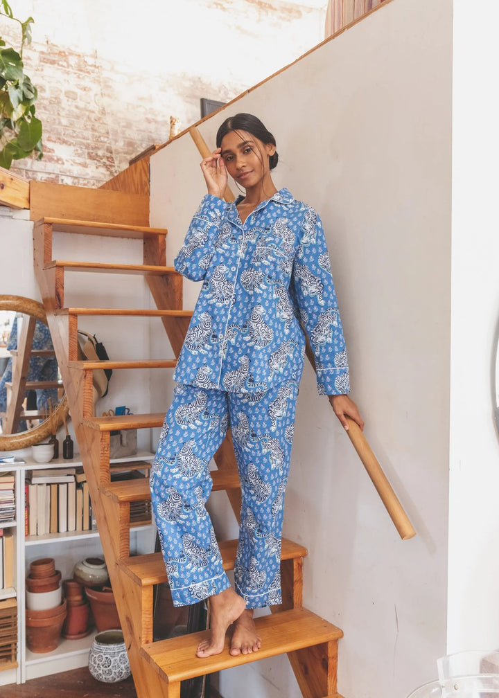 Tiger Queen Cornflower Long Pajama Set