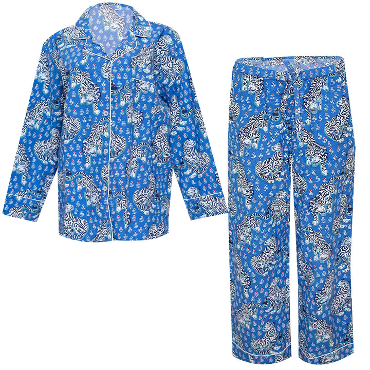 Tiger Queen Cornflower Long Pajama Set