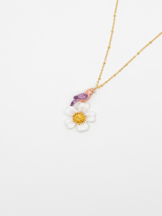 Parrot Purple & Flower Necklace