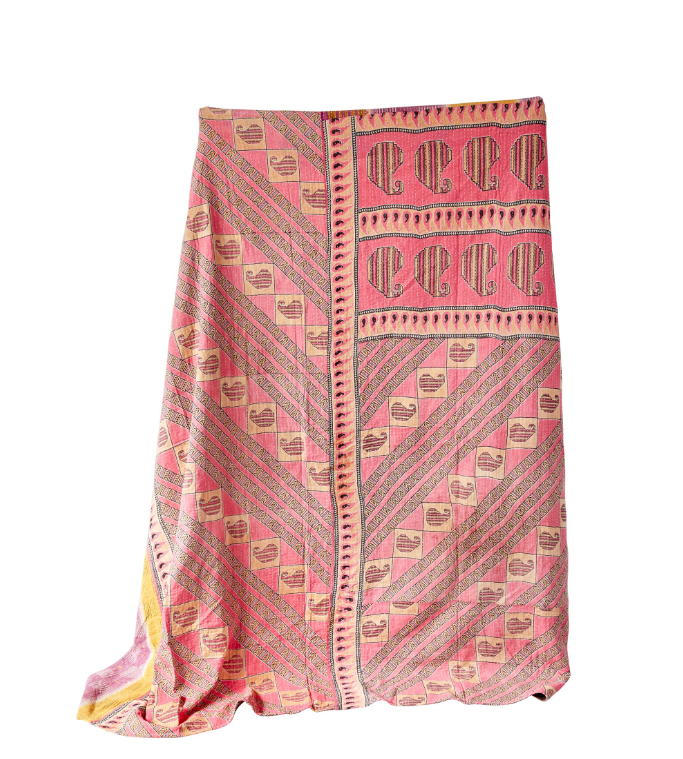 Quilt Coverlet Cotton Vintage Kantha Queen (Each Will Vary) 86"Sq